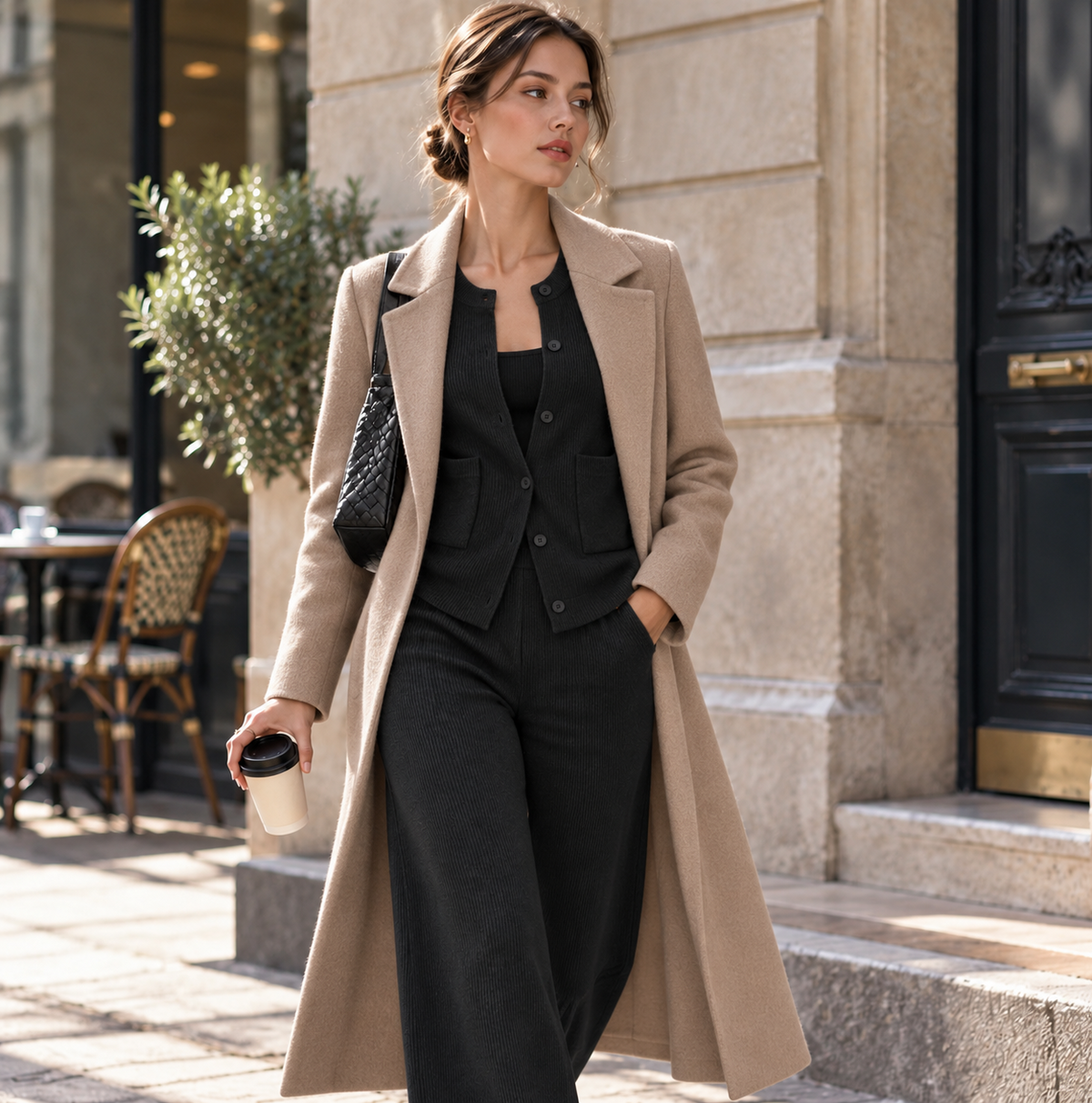 Women's Casual Knit Sweater Set Round Neck Wide Leg Pants
