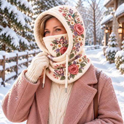 Women's Floral 3 in 1 Fleece Lined Winter Hood