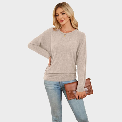 Womens Long Sleeve Shirts Ruched Hem Fall Tops