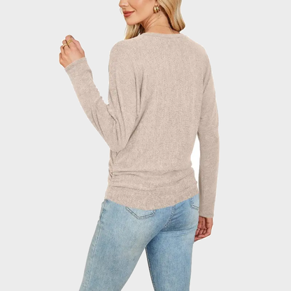 Womens Long Sleeve Shirts Ruched Hem Fall Tops