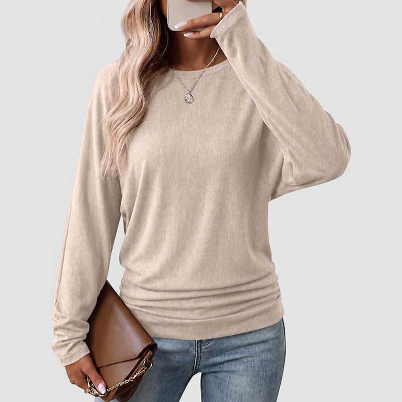 Womens Long Sleeve Shirts Ruched Hem Fall Tops