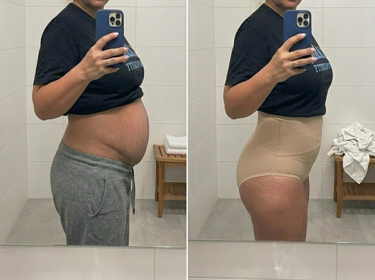 Before after postpartum belly Boheads