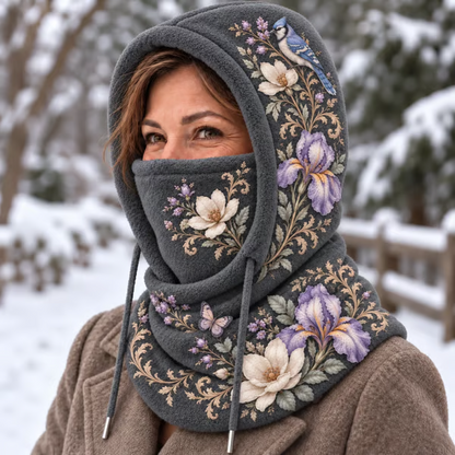 Women's Floral 3 in 1 Fleece Lined Winter Hood