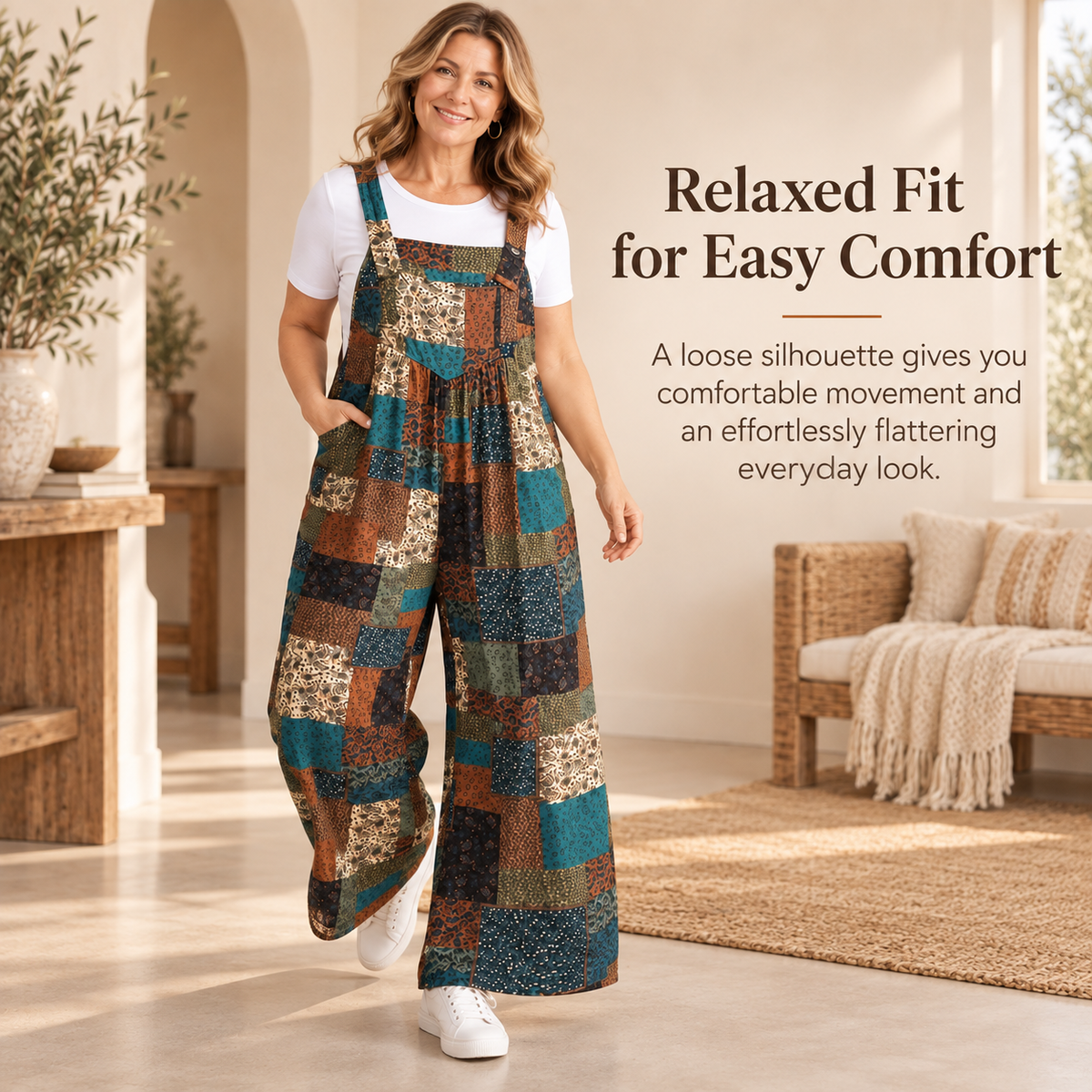 Plus Size Strapless Paisley Jumpsuit with Pockets