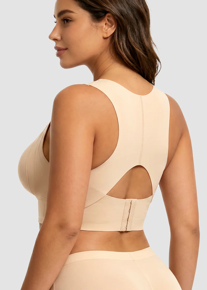 Cross Back Front Closure Wireless Posture Support Bra